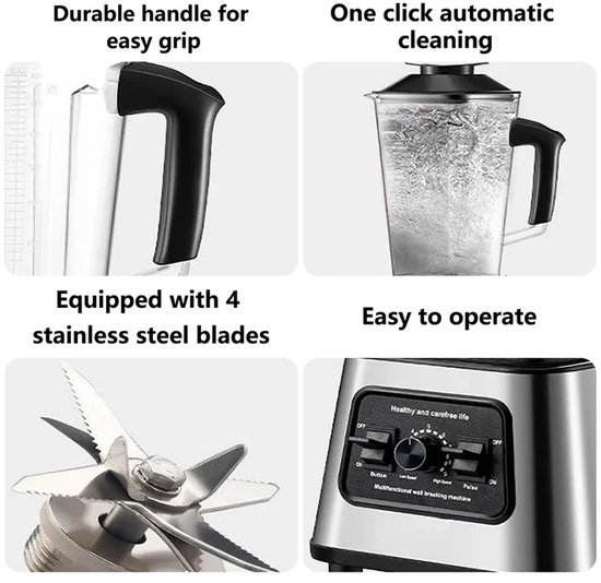 Aafinity Blender - Blender Smoothie - Juicer - Krachtige Blender - Keukenmachine - 2 liter - 6000W - Rood van Merkloos — afbeelding 3