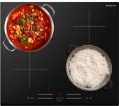 Inventum IKI6035 inbouw inductiekookplaat 60 cm - 1- of 2-fase - 4 kookzones - Bridgefunctie - Boost - Timer - Kinderslot - Facetrand voorzijde - Elektrische kookplaat 4 pits - Zwart