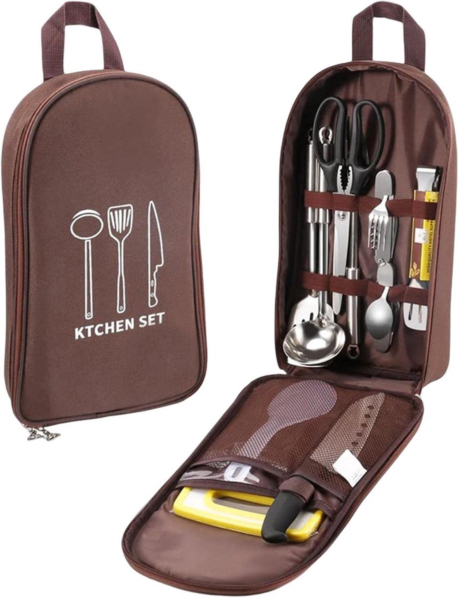 Nixnix® - Kookgerei set - 8 Delig - Keuken gerei - RVS - Opbergtas
