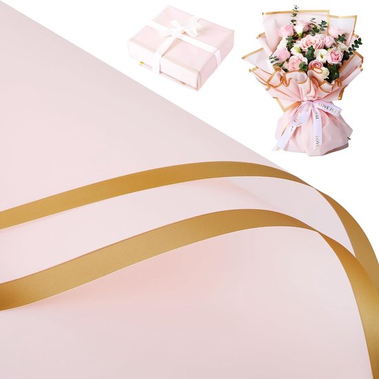 Foto: Bloemen inpakpapier bloemenwinkelpapier boeketpapier plastic bloemenwinkel inpakpapier waterdicht boeketpapier 20 vellen boeket inpakpapier 57 57cm roze