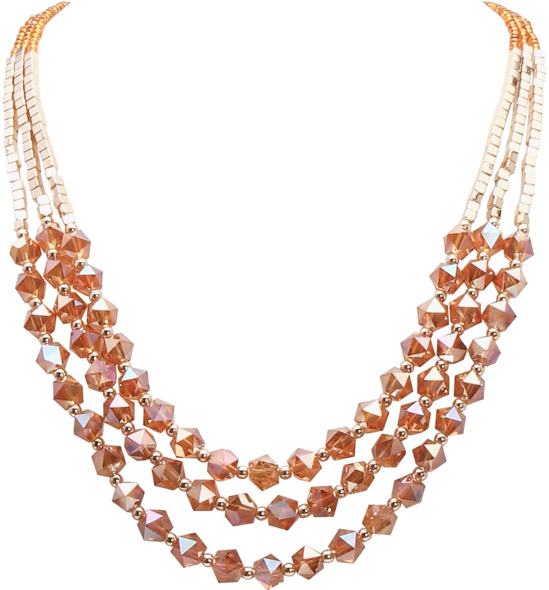 Necklace for women,3 layers beaded necklace crystal beads strand fashion jewelry,party gifts for her, Crystal