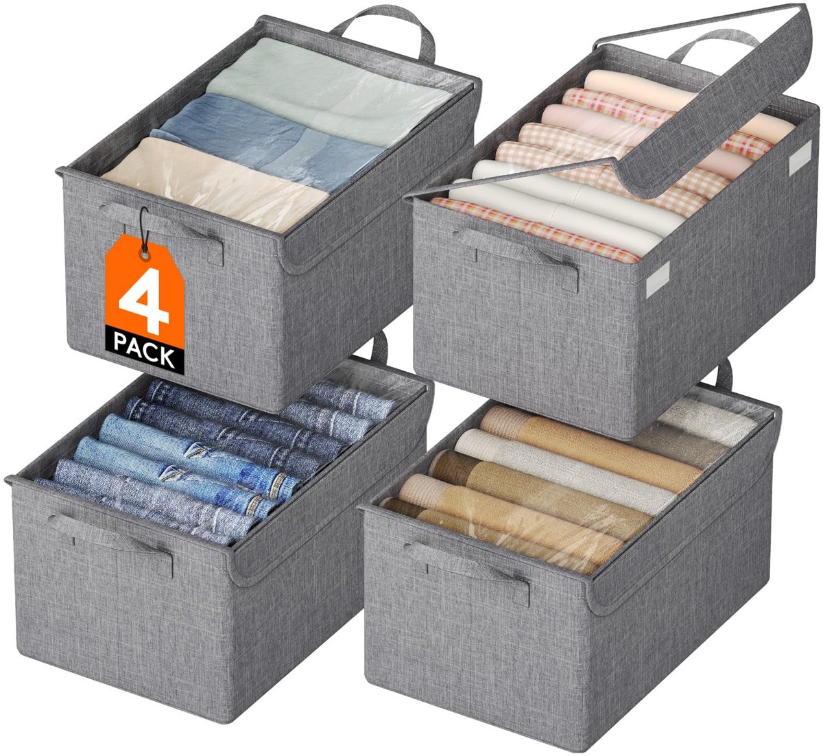 Azomor® Ruime opbergdozen met transparant deksel voor veelzijdig gebruik in huis