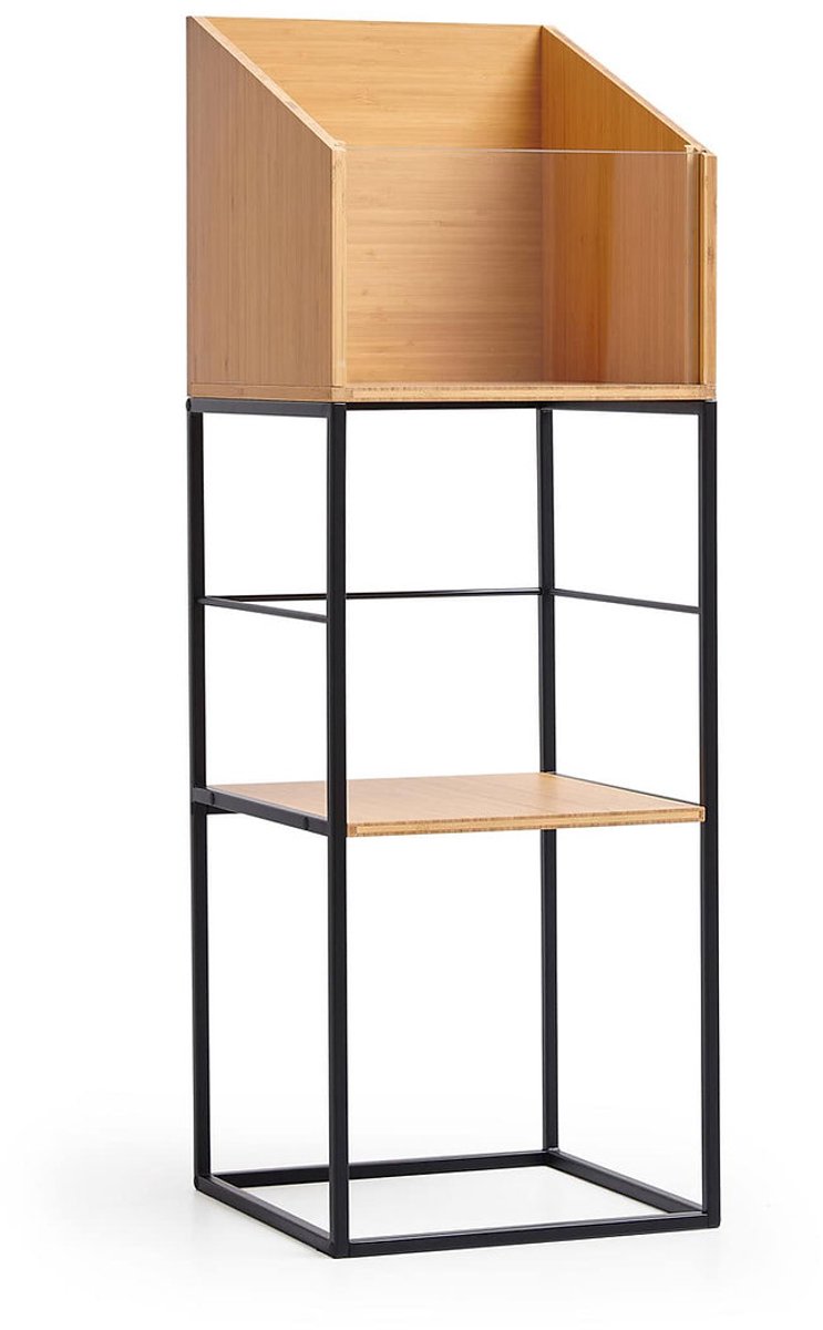 NorStone Vinyl LP Stand | zwart metaal met bamboo | 345 x 1020 x 330 mm (W x H x D) | per stuk