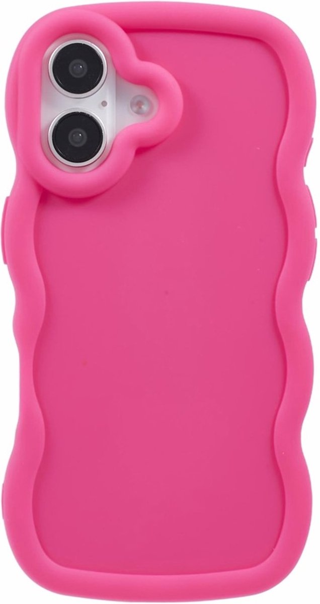 Hoesje geschikt voor Apple iPhone 17 - Phonesta Wavy Silicone Back Cover - Hot Pink