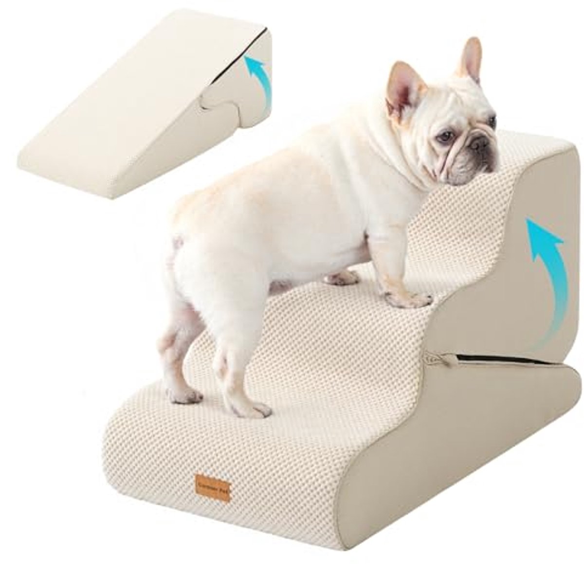 Image of 2-in-1 Honden Trap met 3 Trappen - Antislip en Breed voor Bank en Bed - Beige
