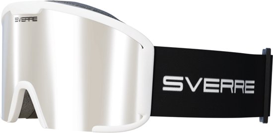 Sverre Sports skibril met zilveren spiegelende verwisselbare lens + GRATIS slecht weer lens - Wit frame - Anti-condens - Voor heren en dames - Inclusief harde beschermcase - 100% UV bescherming - Licht, sterk en duurzaam frame