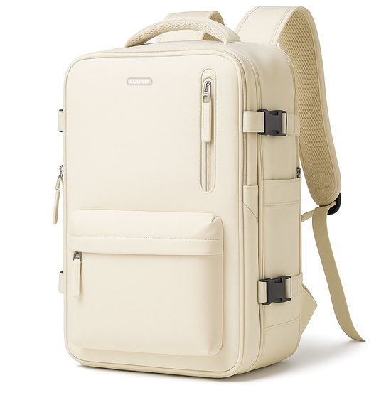 Sounix Laptoptas 17 inch - Laptoptas Dames & Heren - Rugtas - Rugzak - Inclusief Usb Oplaadstation - Hoge kwaliteit - Beige