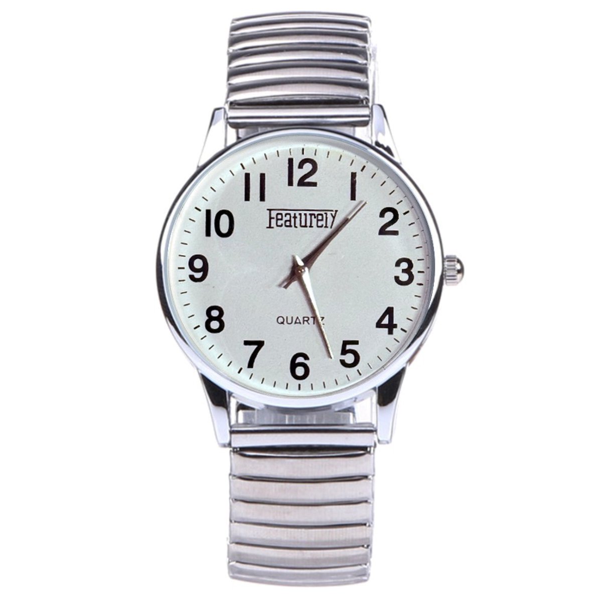 Fako® - Horloge - Rekband - Featurely - Ø 38mm - Zilverkleurig - Wit