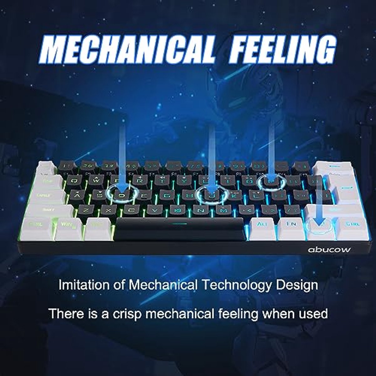 Draagbaar Gaming Toetsenbord met RGB-achtergrondverlichting - 61 Toetsen, Bedraad, Compact, Antighosting