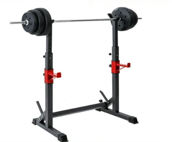 Professioneel Verstelbaar Squat Rack – Multifunctioneel Barbell Rek voor Thuisfitness - Krachttraining & Volledige Lichaamsoefeningen - Stevige Stalen Constructie - In Hoogte & Breedte Verstelbaar - Ideaal voor Squats - Bankdrukken & Meer