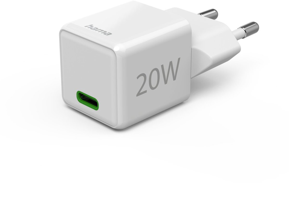 Hama USB-C Snellader - Qualcomm - Quick Charge - Mini Oplader - 20W, Wandlader - Geschikt voor Smartphone en Tablet - Wit