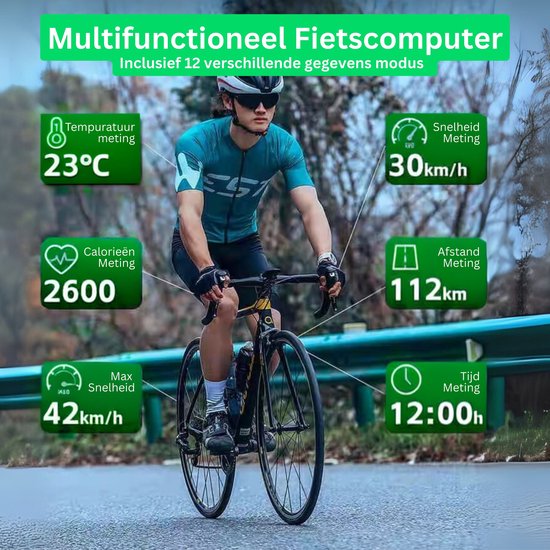 3 in 1 Fietscomputer met LED Koplamp en Elektrische Fietsbel - Kilometerteller Fiets met 12 functies - IP64 Waterdicht van Merkloos — afbeelding 5
