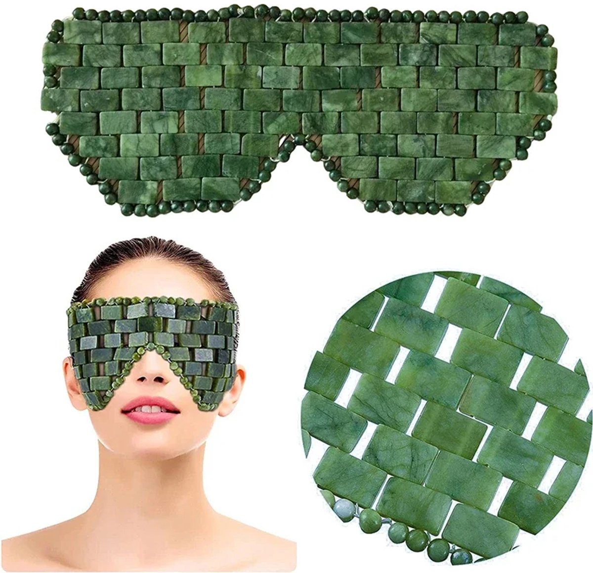 Gezichts Koelmasker Jade – Oogmasker voor Wallen, Rimpels en Anti-Aging – Koude & Warme Therapie met Jade Steen voor Verlichting van Ogen, Huidverzorging en Rimpelbehandeling