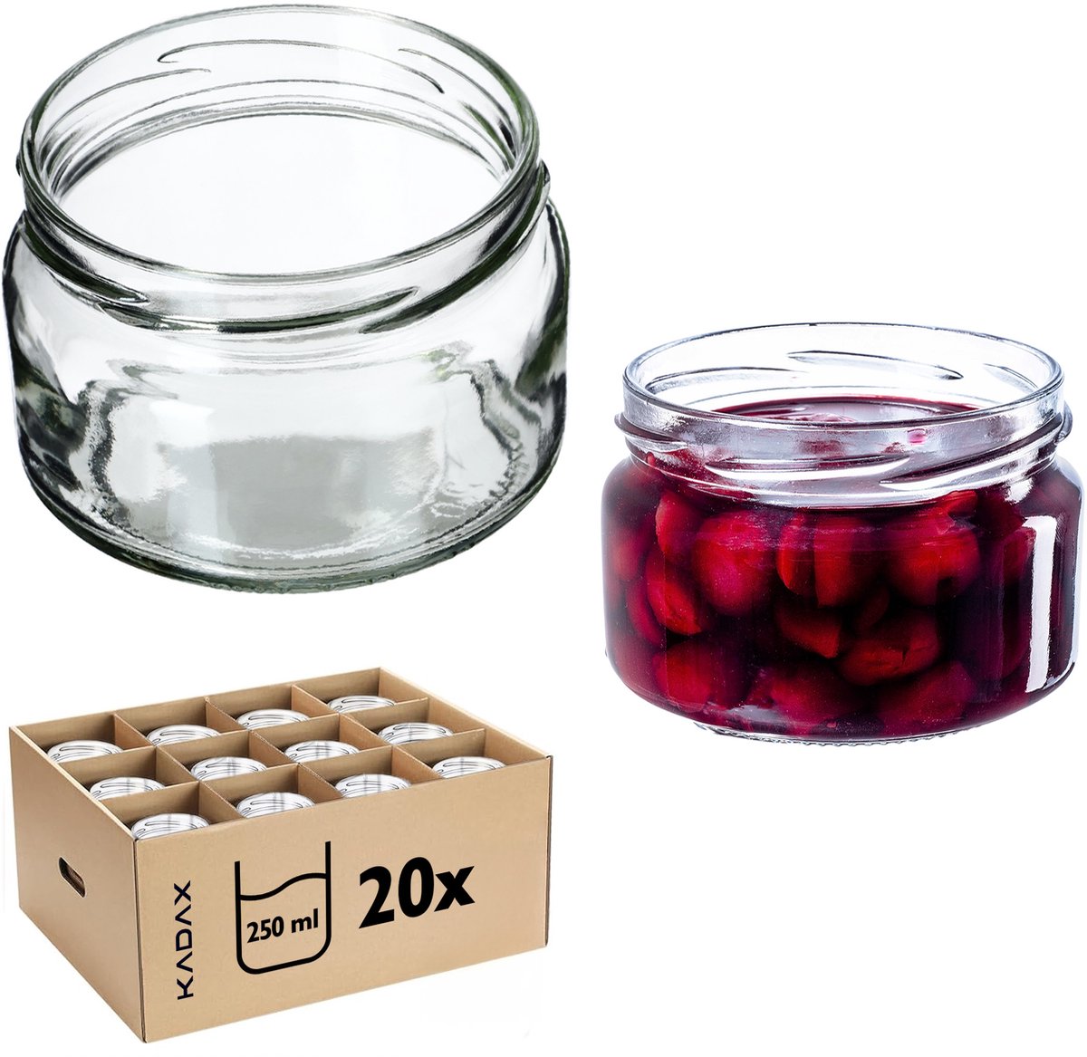 KADAX Pot 250 ml Mason Jars Honingjam Jam Glas 20 stuks Fi 82