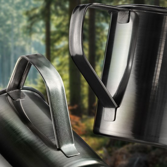 KADAX Roestvrijstalen beker, duurzame koffiemok met handvat, onbreekbare drinkbeker, geïsoleerde beker, thermobeker voor koffie, thee, sap en water (9 cm, 2 stuks) — afbeelding 3