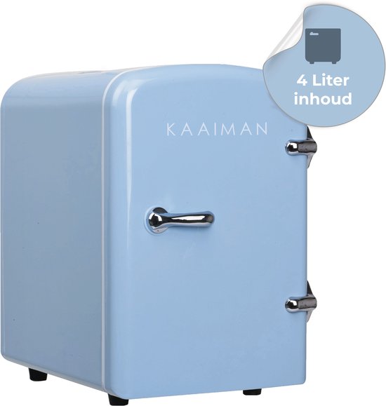 Kaaiman® Mini Koelkast 4L - Kleine Koelkast 12V/220V - Cosmetische Koelkast - Warm en Koud Functie - Skincare Fridge - Minikoelkast Slaapkamer - Blauw