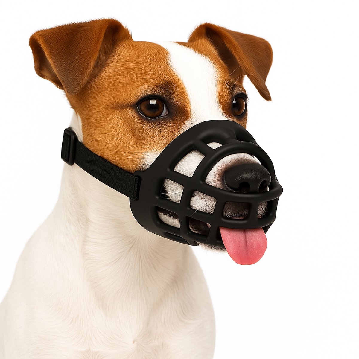 Flamingo muilkorf honden – Zachte siliconen muilkorf hond verstelbaar – Maat S – Model Benzo Zwart