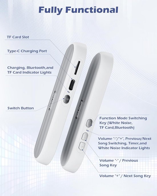 Slaapsprekers - Onderkussen Bluetooth Speaker - Botgeleiding Technologie - Witte Ruis - Draadloos - Wit van Merkloos — afbeelding 5
