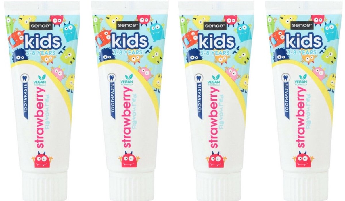 Sence Tandpasta Kids Aardbei - 4 x 75 ml