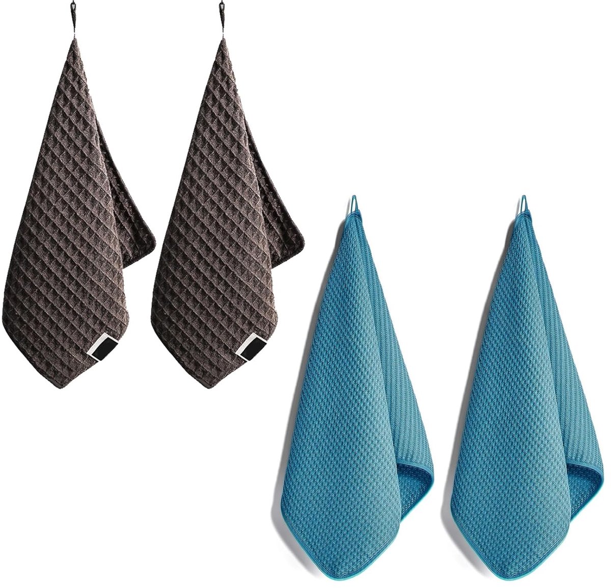 Microvezeldoeken - Pluisvrij en Streepvrij - Set van 4 - Blauw en Bruin