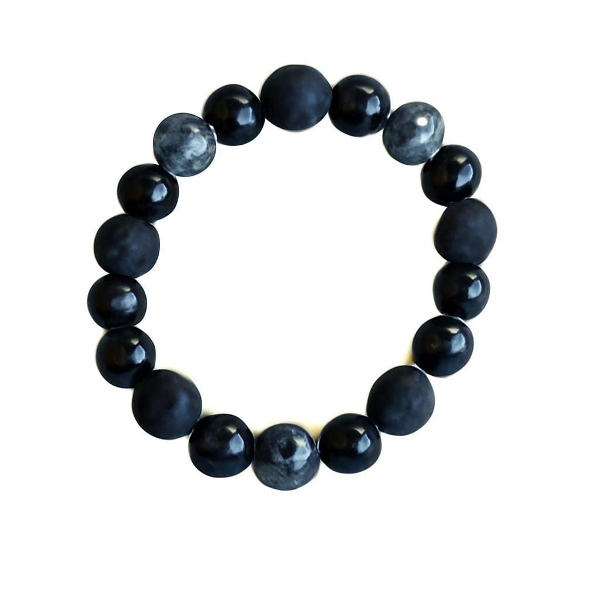 S4H Armband – Mat Onyx & Sneeuwvlok Obsidiaan – 8 mm – 17 cm