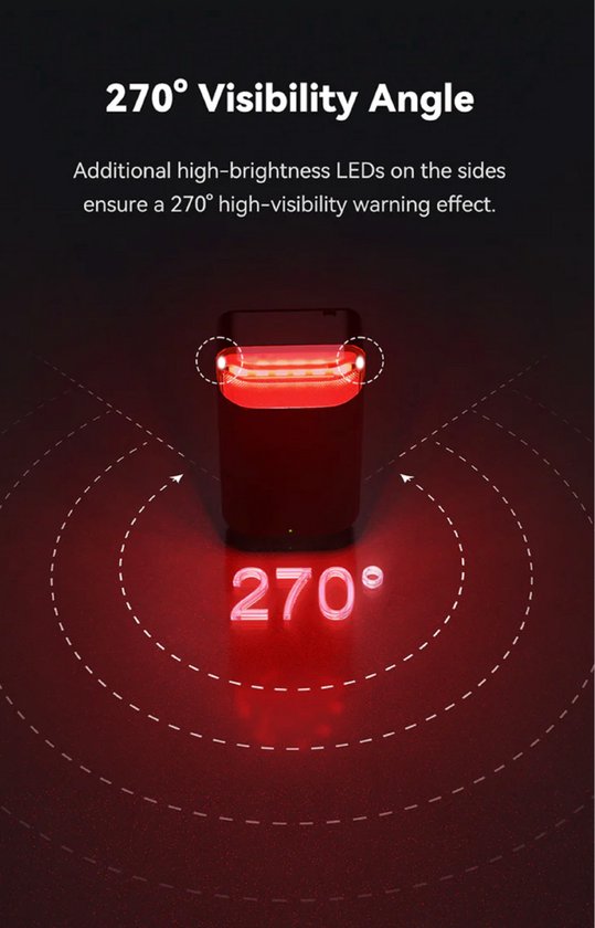 CYCPLUS L7 Radar Achterlicht - Slimme Fietslamp met Radar & Remsignalering - 270° LED - ANT+/Bluetooth - IPX6 - 30 uur batterij — afbeelding 4