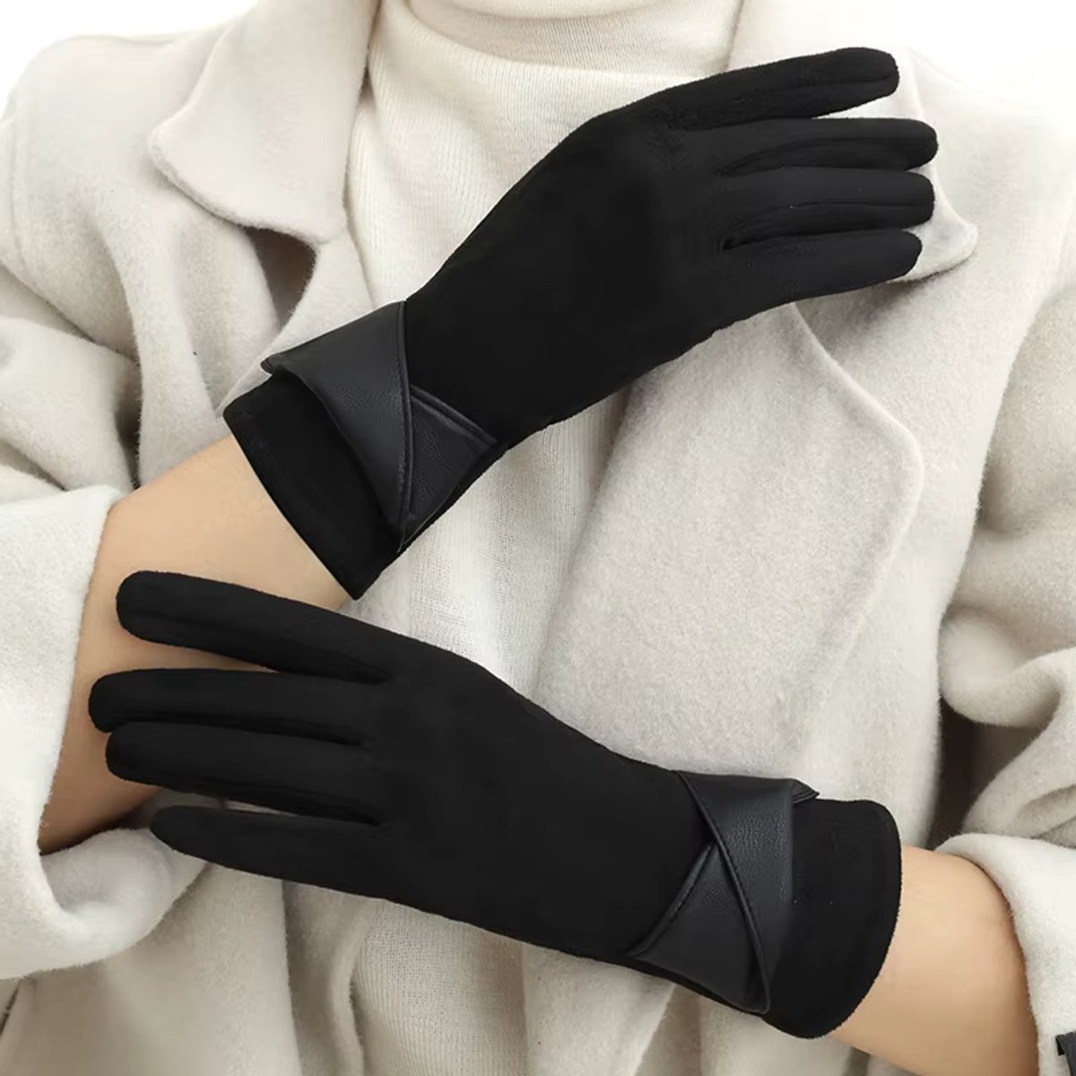 Warme Handschoenen Dames Winter – Touchscreen Handschoenen met Fluweel en Strik | Winterhandschoenen voor Auto en Fietsgebruik