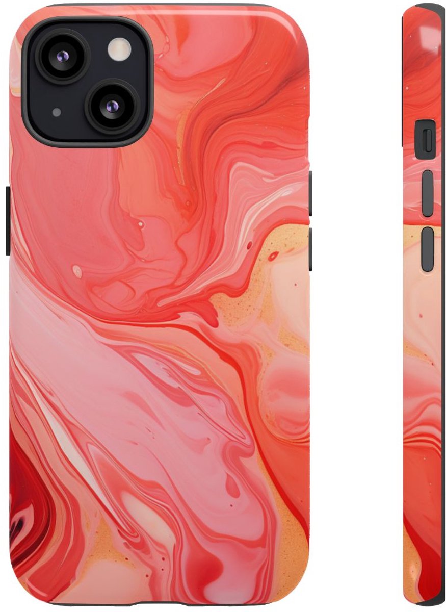 Koraalrode Abstracte Krullen – Telefoonhoesje Geschikt voor iPhone 13