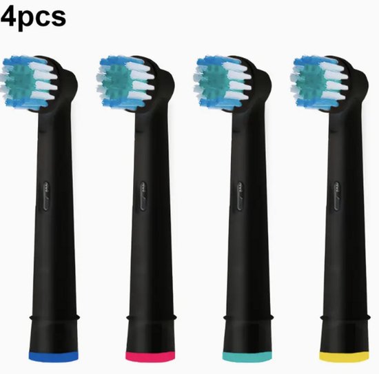 Foto: Vervangende opzetborstels voor oral b zwart 4 stuks zachte borstels compatibel met gangbare oral b modellen