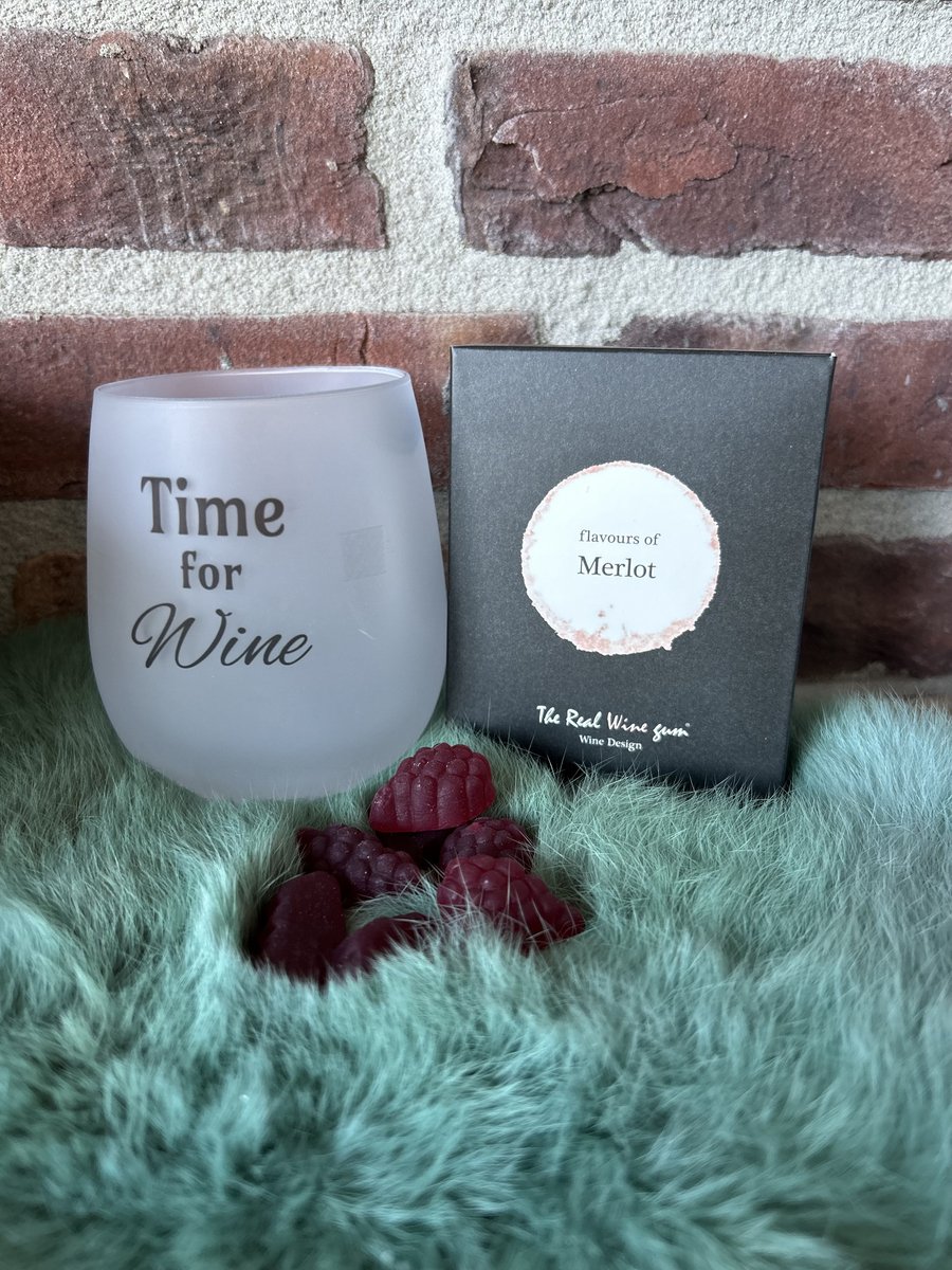 Creaties van Hier - Wijnglas Time for Wine + gift package Merlot - Glas