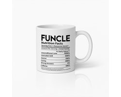330ml Grappige “FUNCLE Nutrition Facts” Mok – Hilarisch Cadeau voor Ooms – Koffiebeker met Humor en Liefde