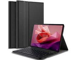 Hoes met toetsenbord geschikt voor Lenovo Tab P12 12.7 inch 2023 - Keyboard Book Case Cover Hoesje Zwart