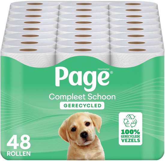 Foto: Page toiletpapier compleet schoon gerecycled wc papier 48 rollen 100 gerecyclede vezels voordeelverpakking