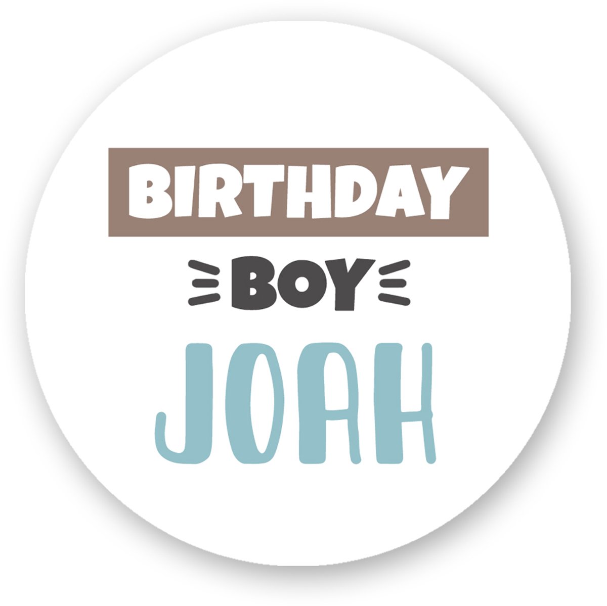 traktatiesticker Birthday Boy met naam– Verjaardagssticker Jongens – Traktatie Sticker – Feestdecoratie – Rond - Pimp Studio