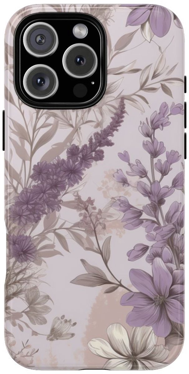 Lavendel Bloemenpatroon – Telefoonhoesje Geschikt voor iPhone 16 Pro Max