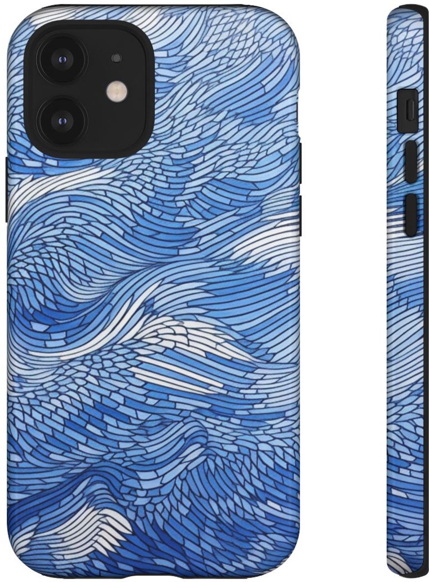 Blauw Abstract Lijnenpatroon – Telefoonhoesje Geschikt voor iPhone 12
