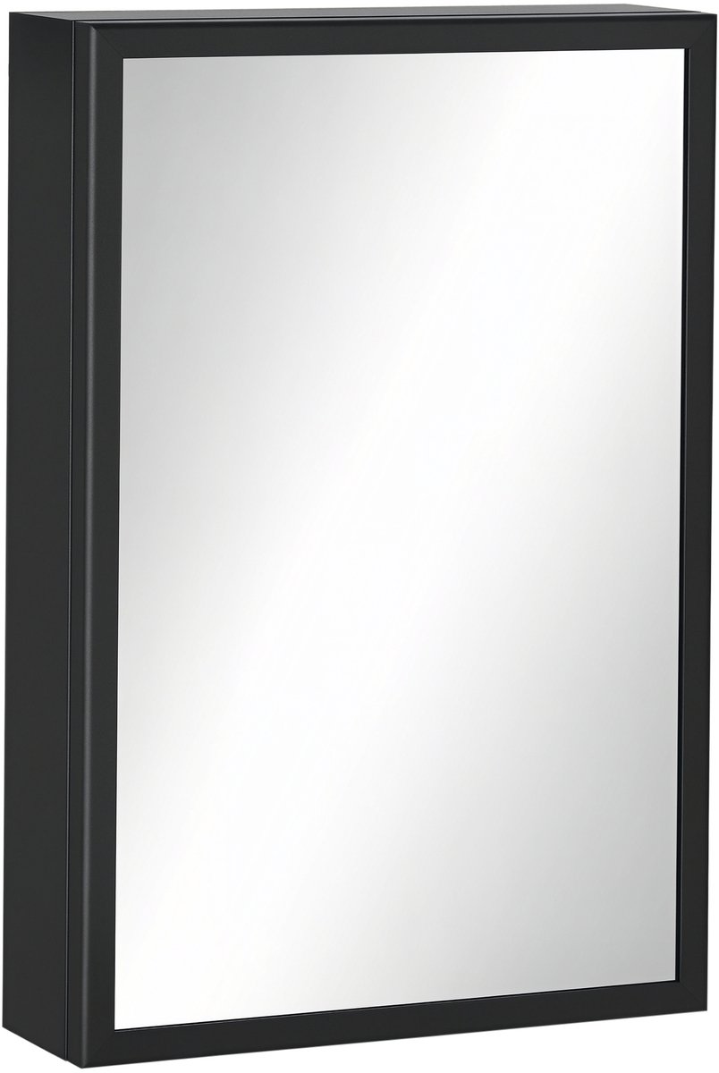 Kleankin spiegelkast - staal - glas - 40L x 12B x 60H cm - zwart