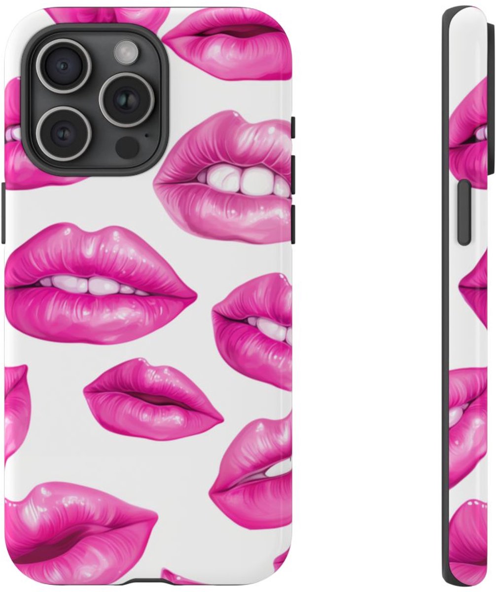 Opvallend Roze Lippenpatroon – Telefoonhoesje Geschikt voor iPhone 15 Pro Max