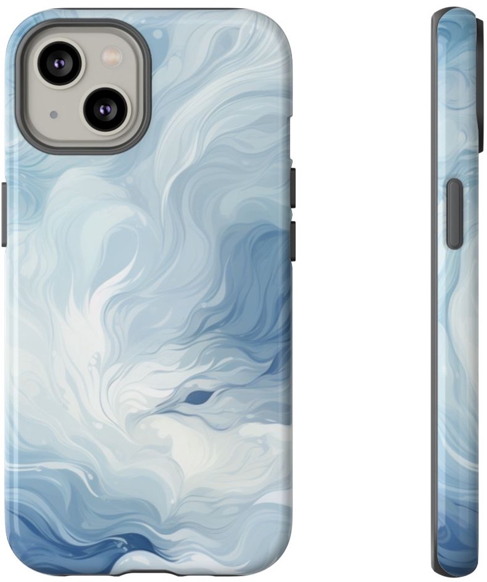 Wervelend IJzig Blauw Abstract Ontwerp – Telefoonhoesje Geschikt voor iPhone 14