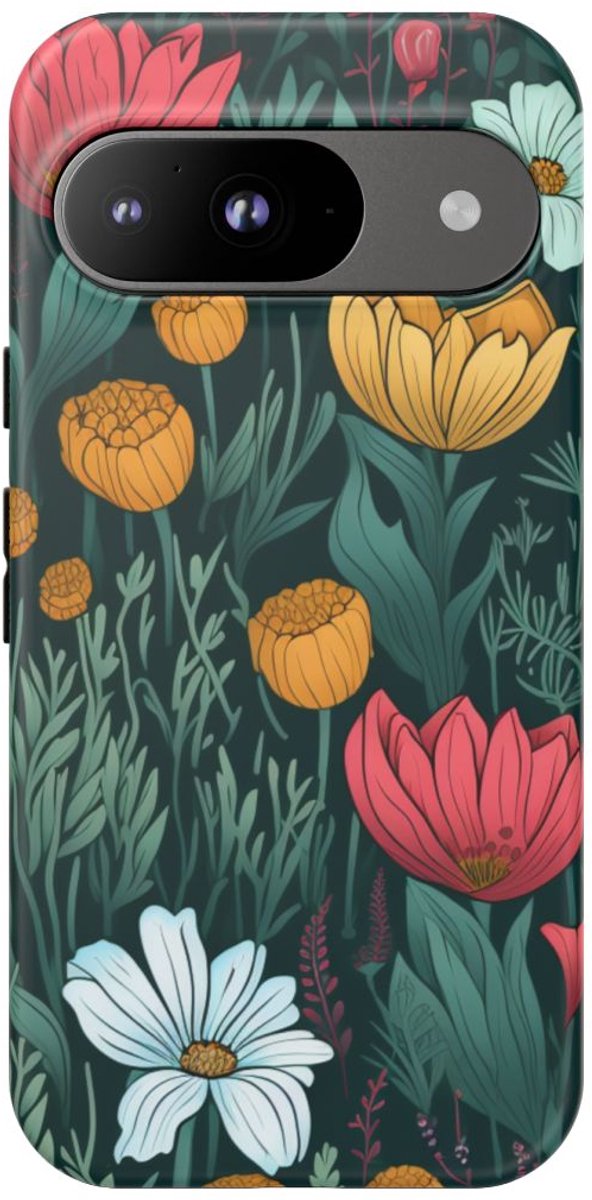 Kleurrijk Bloemenpatroon – Telefoonhoesje Geschikt voor Google Pixel 9