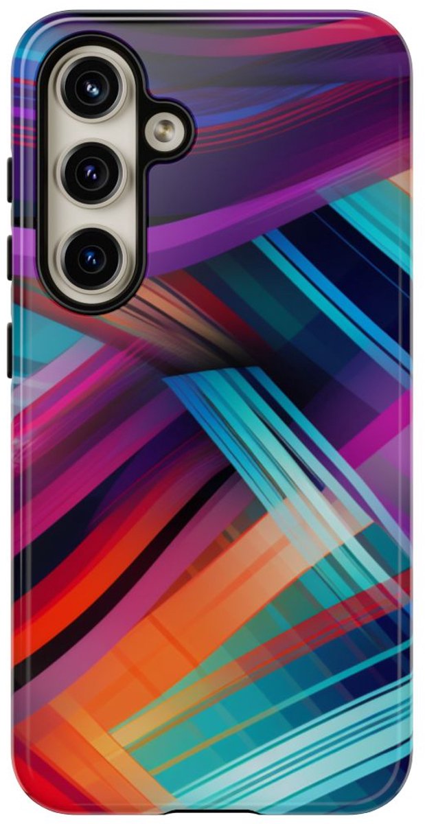 Vrolijk Abstract Gekleurd Golfpatroon – Telefoonhoesje Geschikt voor Samsung Galaxy S24