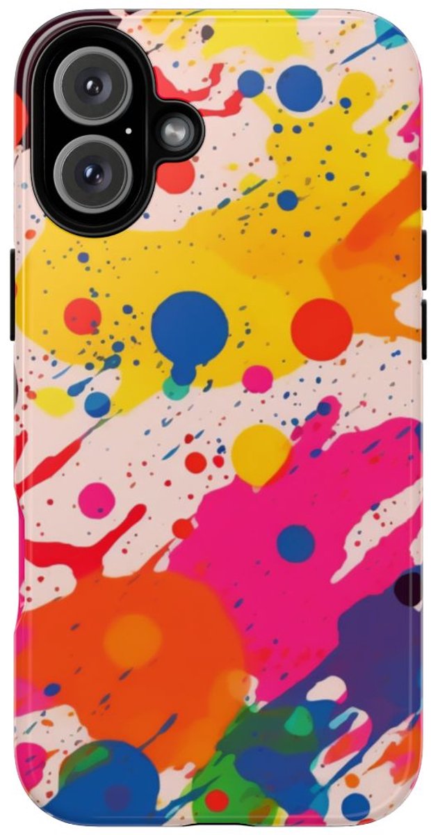Kleurrijke Verfspatten Abstract Patroon – Telefoonhoesje Geschikt voor iPhone 16 Plus