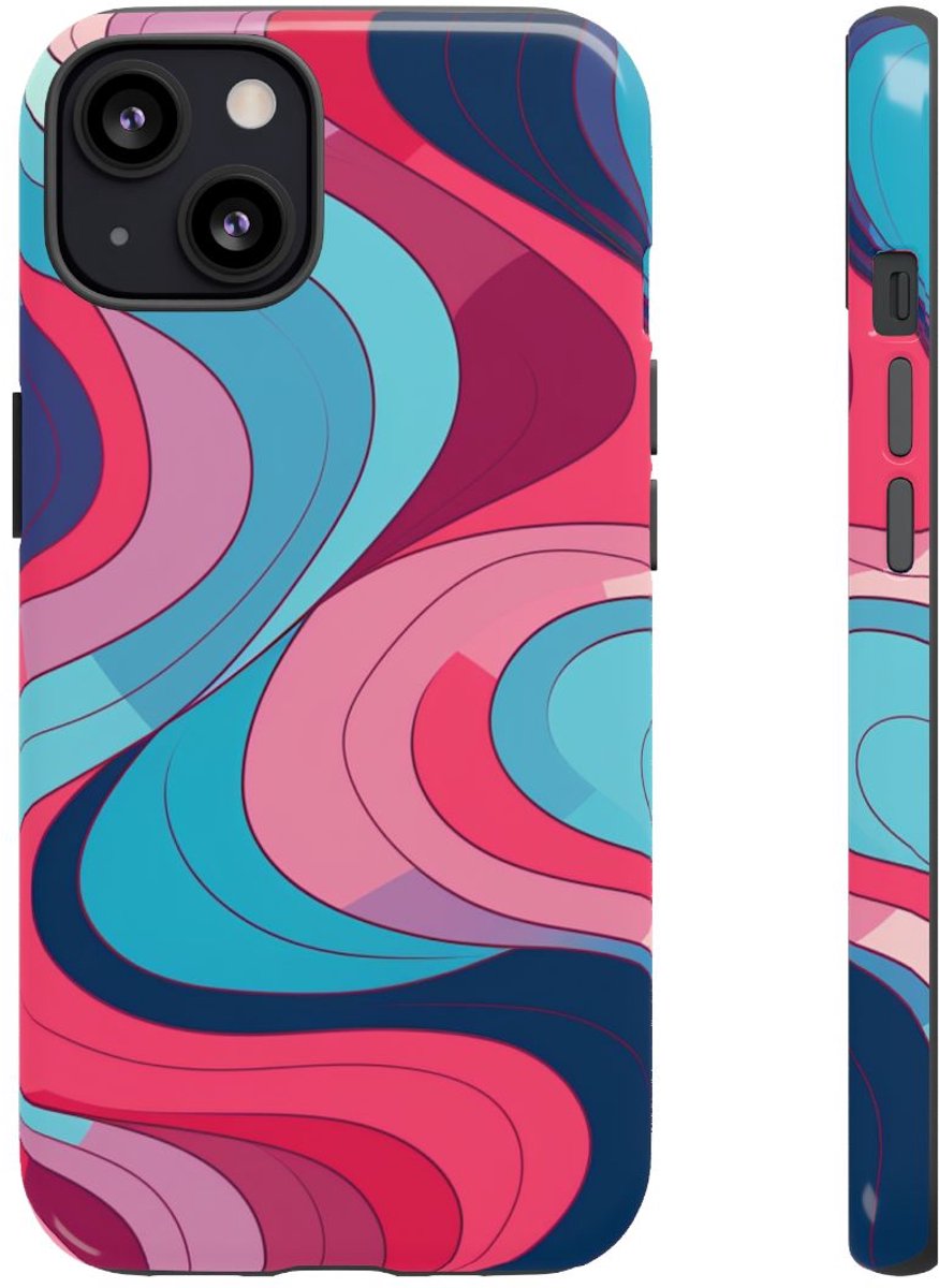 Retro Golvend Abstract Patroon – Telefoonhoesje Geschikt voor iPhone 13