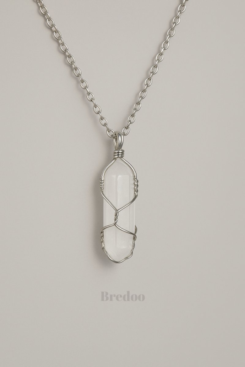 Bredoo Bergkristal dames ketting - Edelsteen Hanger - Wrapped kristal - Minimalistisch - Dubbeleinder - Edelstenen en mineralen