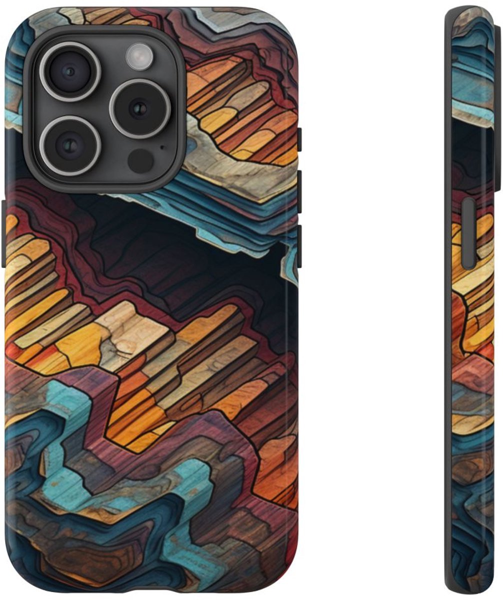 Gelaagde Abstracte Geologische Textuur – Telefoonhoesje Geschikt voor iPhone 15 Pro