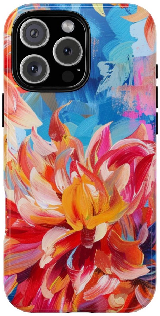 Levendig Abstract Bloemenpatroon – Telefoonhoesje Geschikt voor iPhone 16 Pro Max
