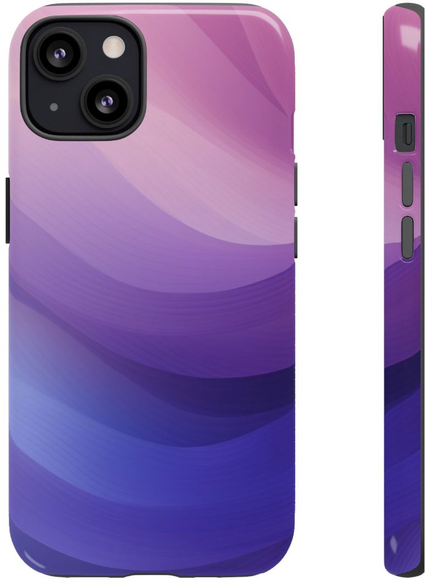 Paarse Gradient Abstracte Golven – Telefoonhoesje Geschikt voor iPhone 13