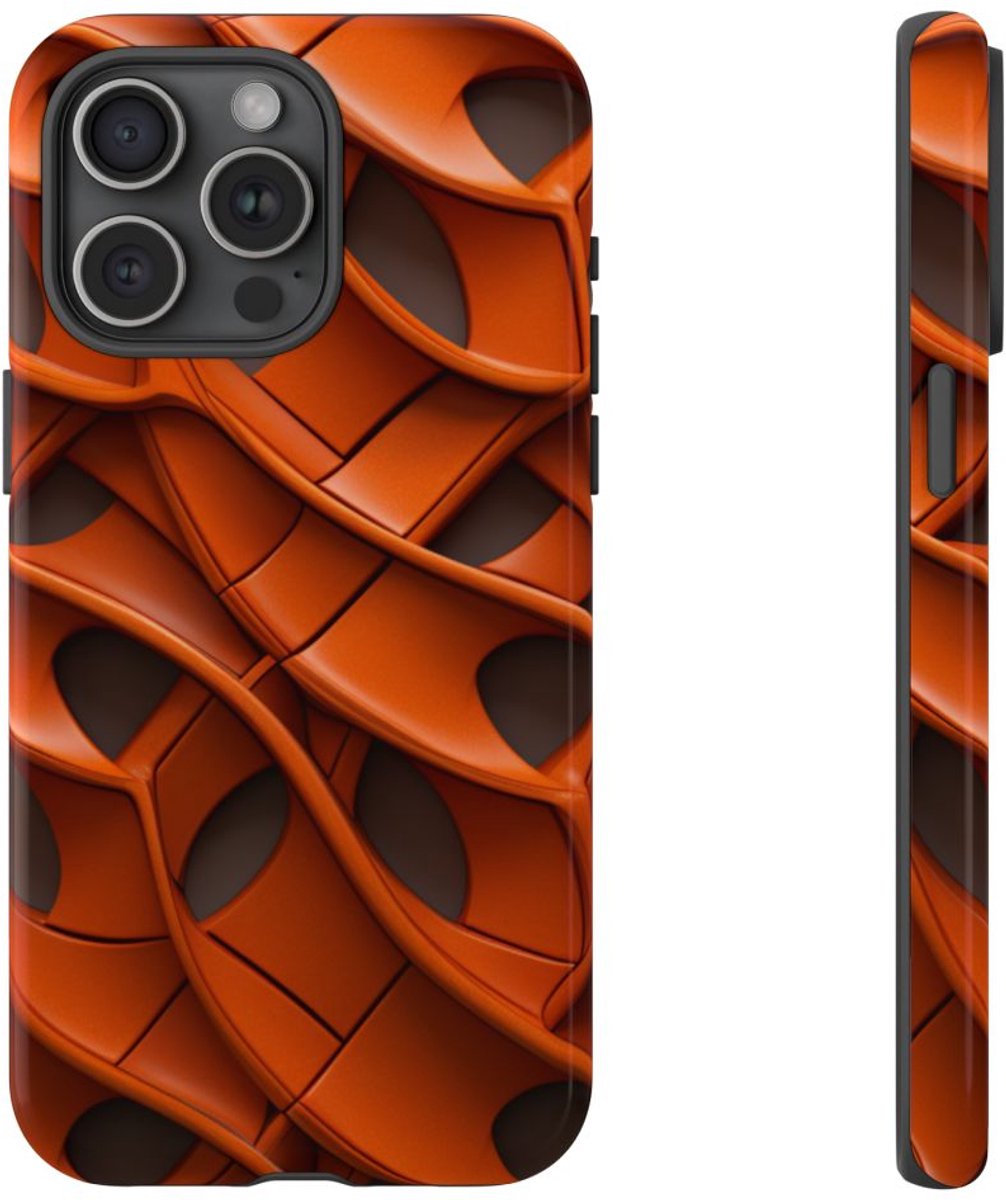 Terracotta Gevlochten Tegelpatroon – Telefoonhoesje Geschikt voor iPhone 15 Pro Max