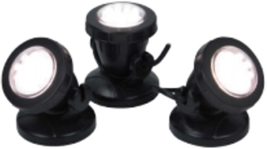 Aquaking LED-27-3 set van 3 stuks, zwarte spotlights.