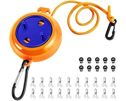 Vitdipy - Waslijn Uittrekbaar - Roldrooglijn - Waslijndraad 8 meter - Voor Binnen & Buiten - Voor camping / kamperen / reizen - Oranje